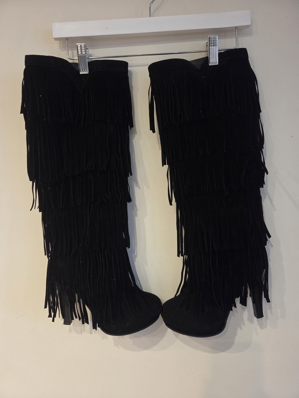 Women's Black Fringe Over-the-Knee Boots